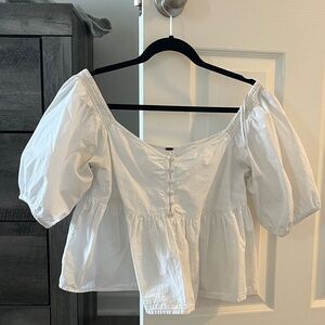 Free People White Puff Sleeve Blouse